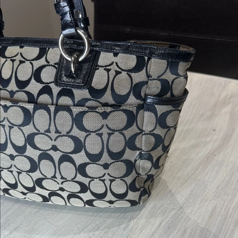 Coach Black and Tan Signature Tote